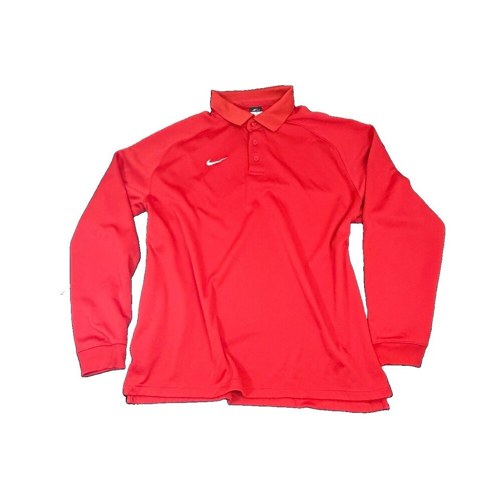 Nike Golf Dri-FIT Men's Coach Red Long Sleeve Polo XL Knit